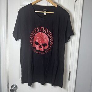 Harley-Davidson Women's Black T-Shirt Size 3X‎ Skull Las Vegas